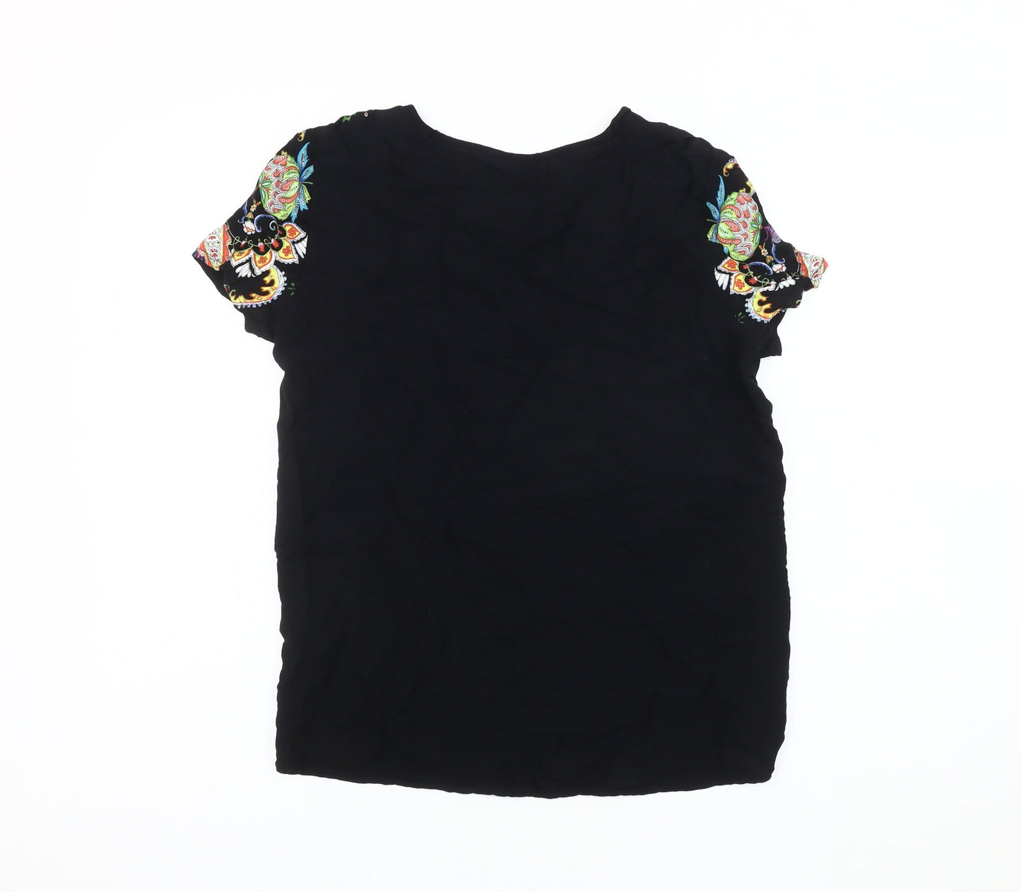 Desigual Women's Black Embroidered Blouse Medium