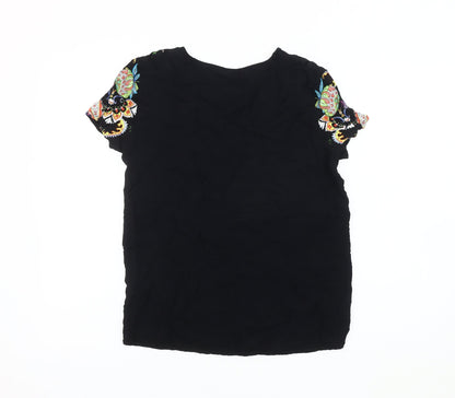 Desigual Women's Black Embroidered Blouse Medium