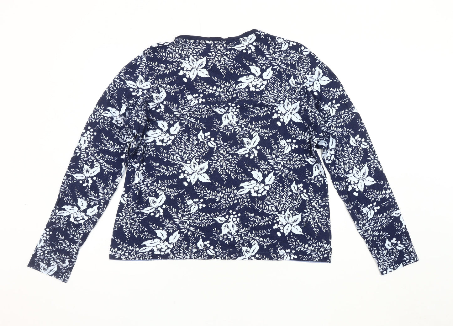 Lands' End Women's Blue Floral Jersey T-Shirt - XL