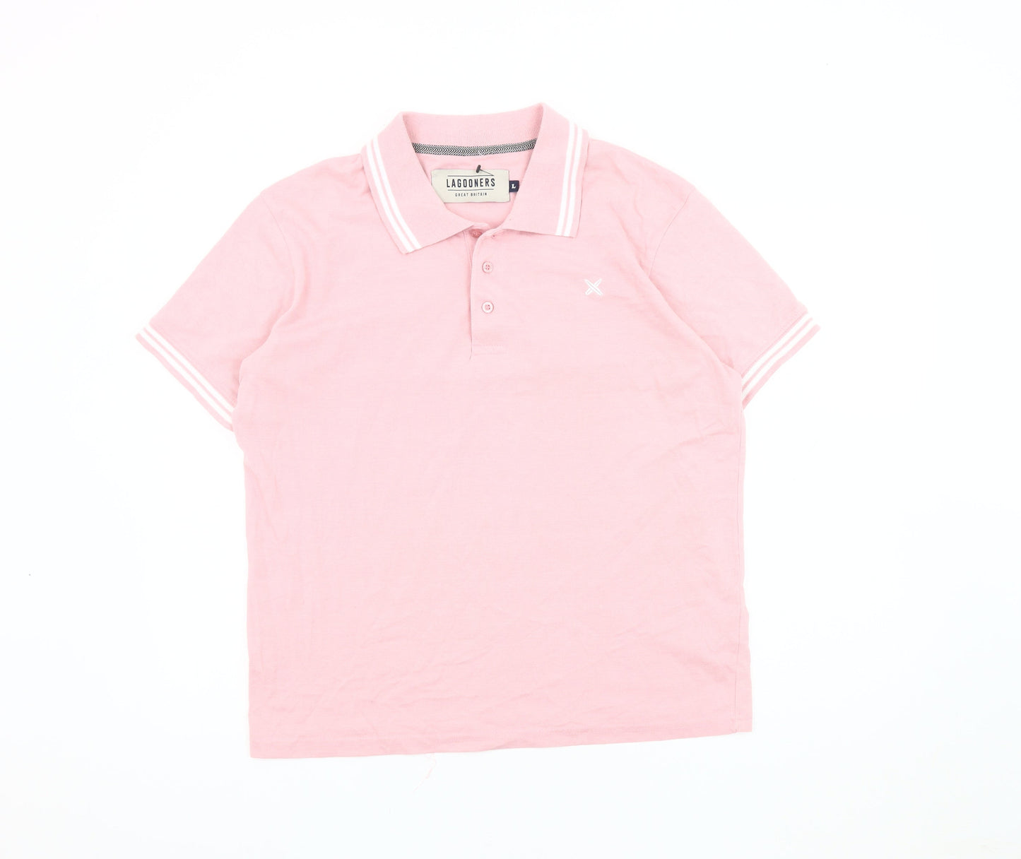 Lagooners Men's Pink Polo Shirt Large Cotton
