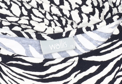 Wallis Women's Black Animal Print Bodycon Dress, Size 10