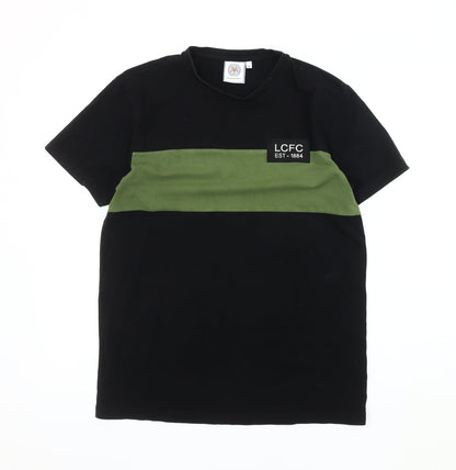 Leicester City FC Men's M Black/Green Colourblock T-Shirt
