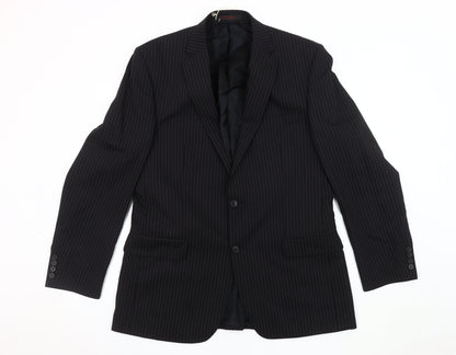 Jeff Banks Men's Black Striped Blazer, 42 Long, Formal