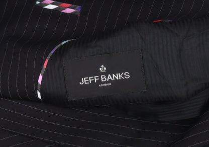Jeff Banks Men's Black Striped Blazer, 42 Long, Formal