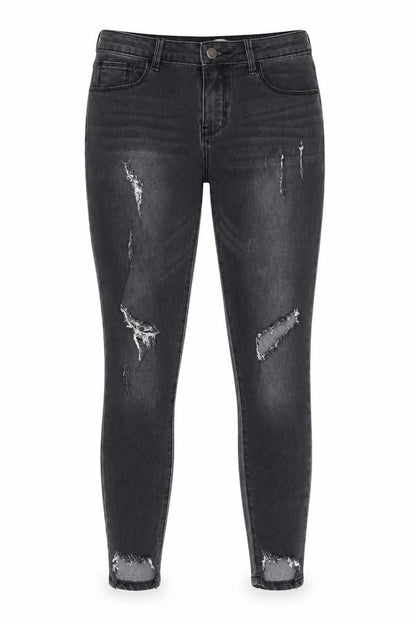 Fearlesss Women's Black Skinny Distressed Jeans Size 10