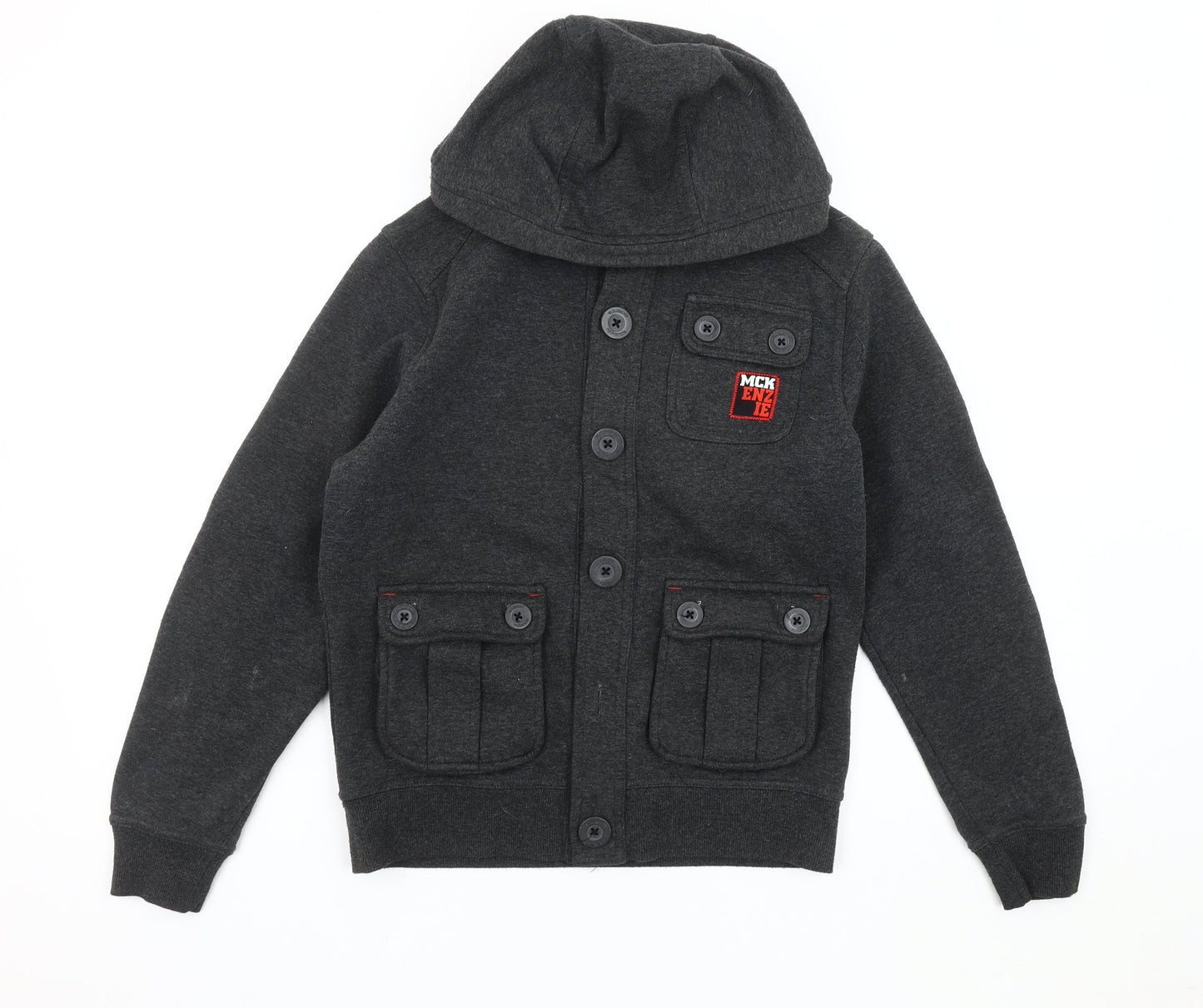 McKenzie Boys' Black Bomber Jacket, M, Hooded