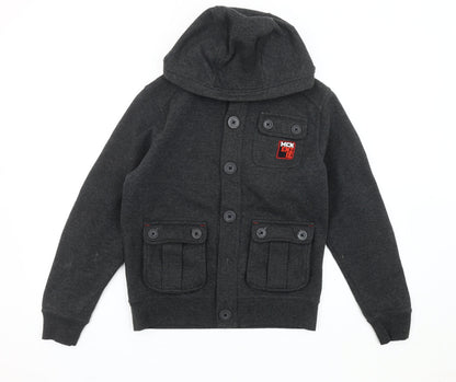 McKenzie Boys' Black Bomber Jacket, M, Hooded