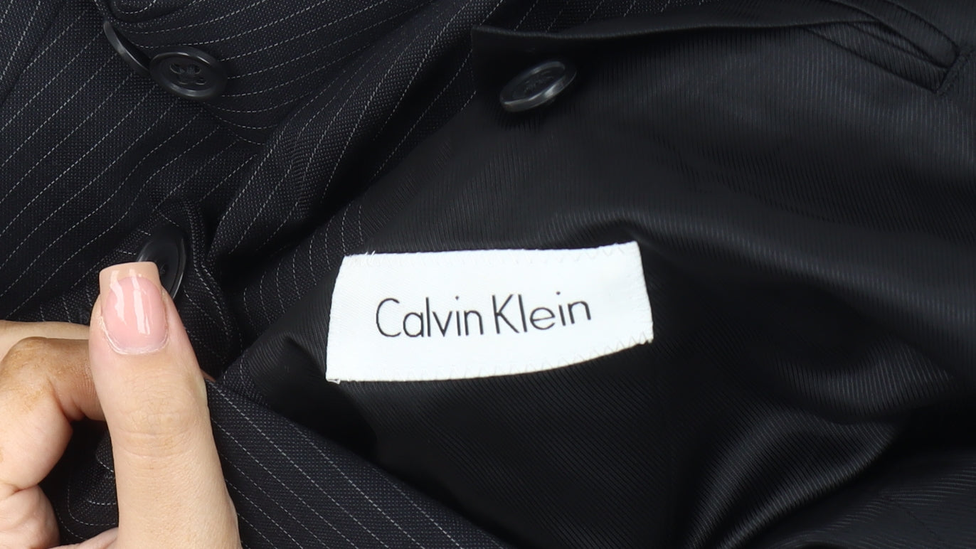 Calvin Klein Men's Black 42R Striped Blazer Jacket