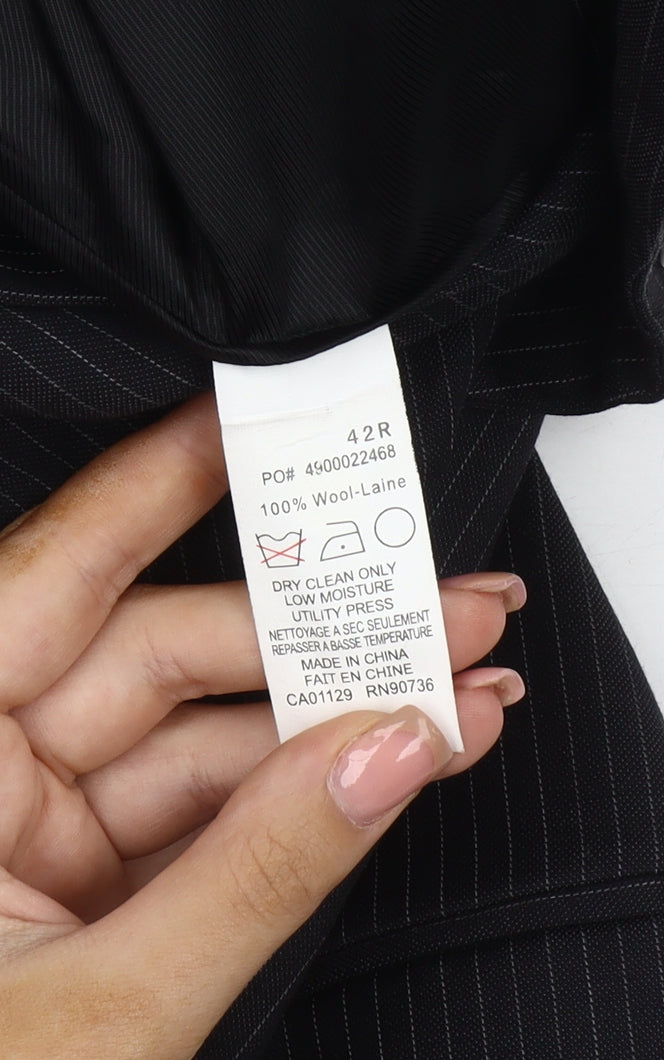 Calvin Klein Men's Black 42R Striped Blazer Jacket