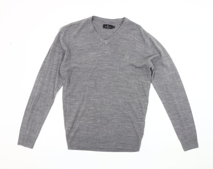Jeff Banks Men's Grey V-Neck Pullover Jumper Size S