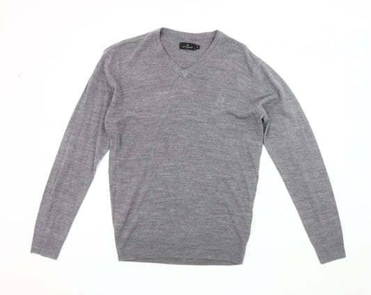 Jeff Banks Men's Grey V-Neck Pullover Jumper Size S