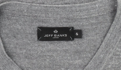 Jeff Banks Men's Grey V-Neck Pullover Jumper Size S
