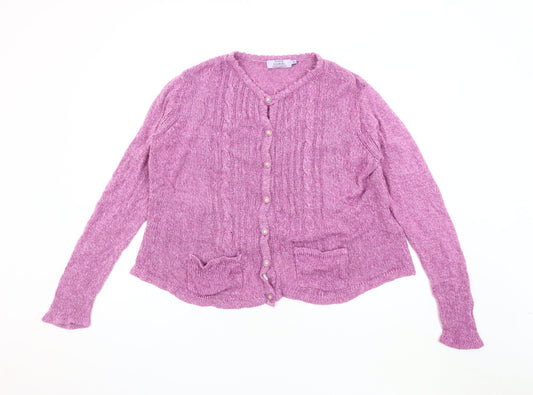 Honor Millburn Women's Pink Cardigan M Cable-Knit