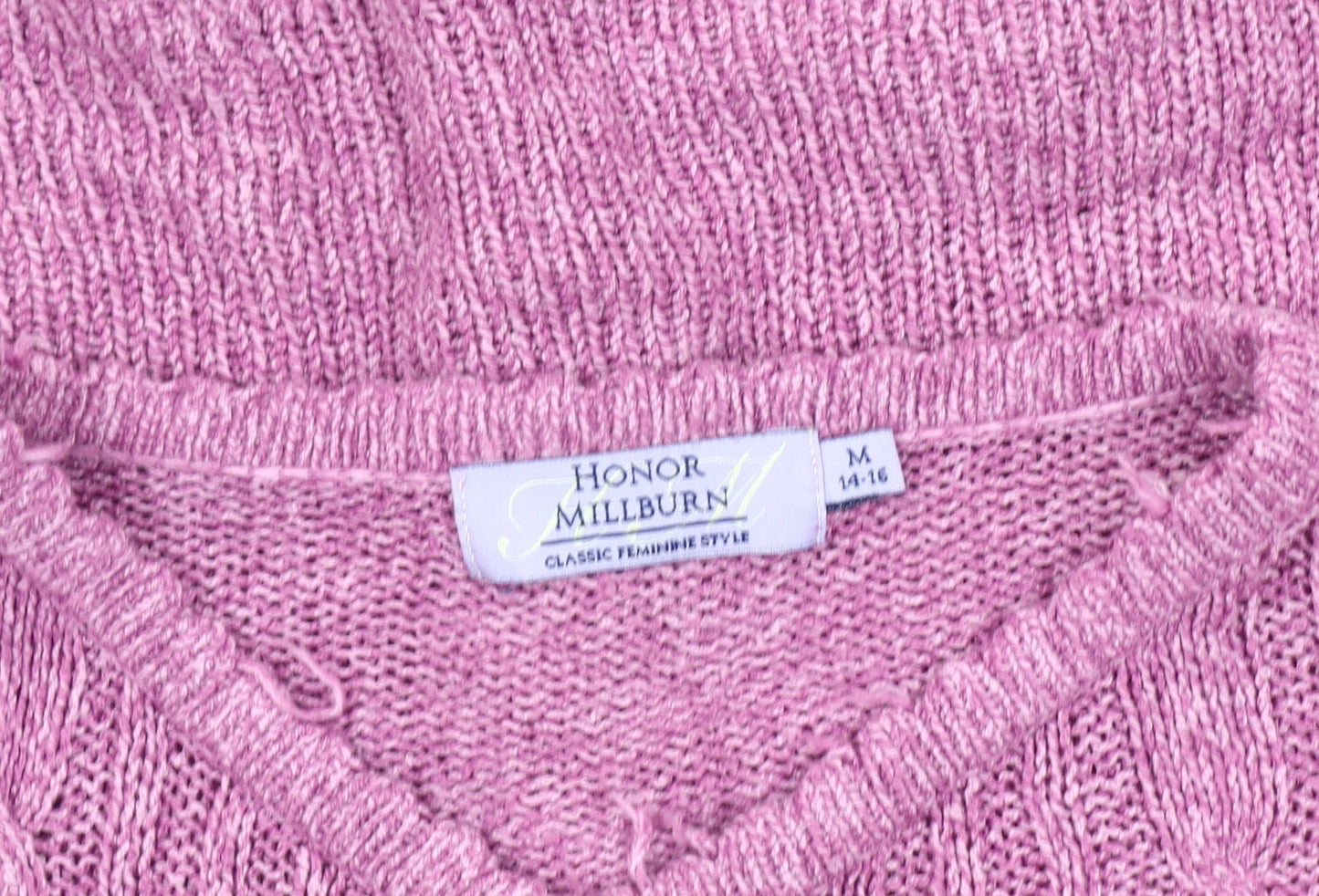 Honor Millburn Women's Pink Cardigan M Cable-Knit