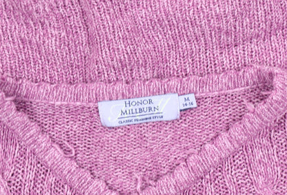 Honor Millburn Women's Pink Cardigan M Cable-Knit