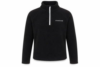 Front view of Dare 2b boys’ black fleece 1/4 zip sweatshirt, size 10
