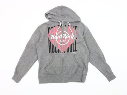 Hard Rock Cafe Women's Grey Hooded Zip Jacket S