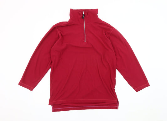 Additional front view of Champion unisex red fleece sweatshirt, size S, 1/2 zip