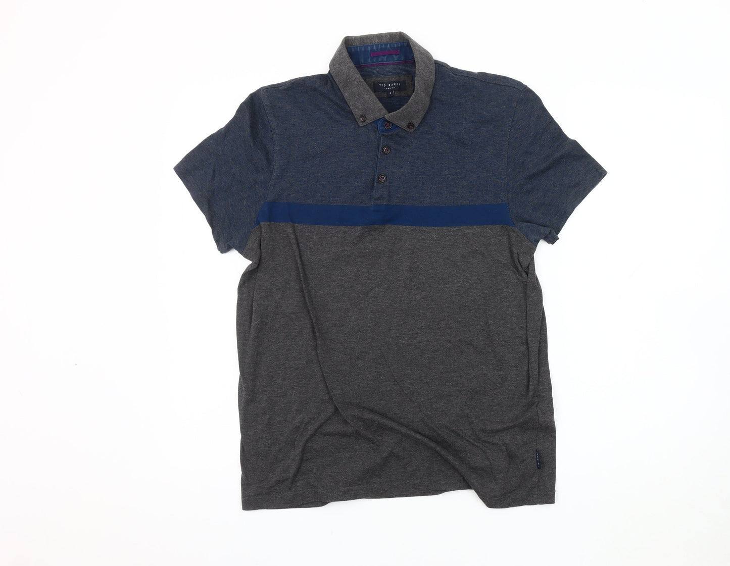 Ted Baker Men's Blue Polo Shirt - Size 4, Short Sleeve