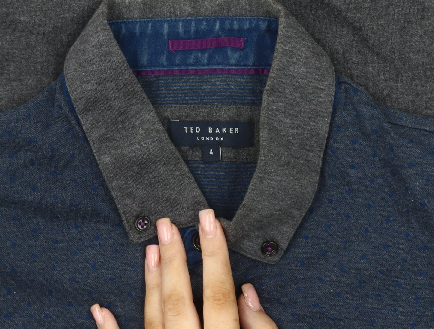 Ted Baker Men's Blue Polo Shirt - Size 4, Short Sleeve