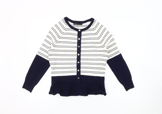 Karen Millen Women's Striped Blue Cardigan Size 10