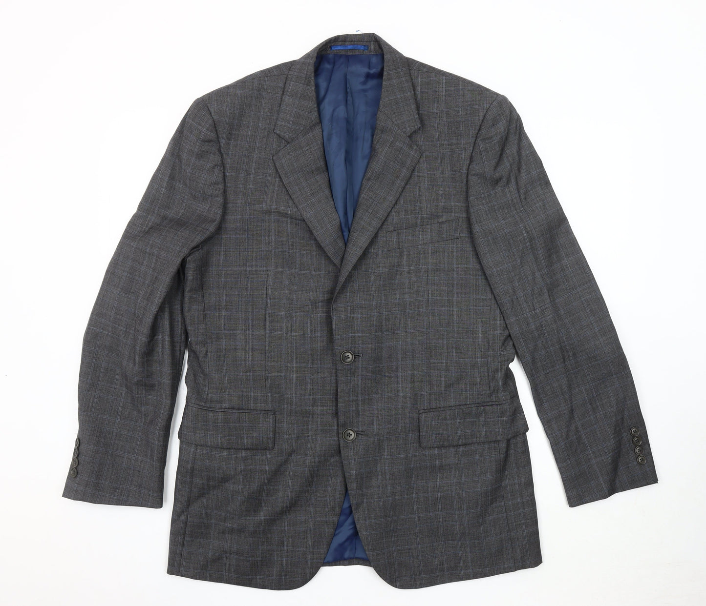 Austin Reed Men's Grey with Blue Check Blazer 40R Wool
