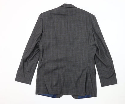 Austin Reed Men's Grey with Blue Check Blazer 40R Wool