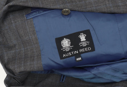 Austin Reed Men's Grey with Blue Check Blazer 40R Wool