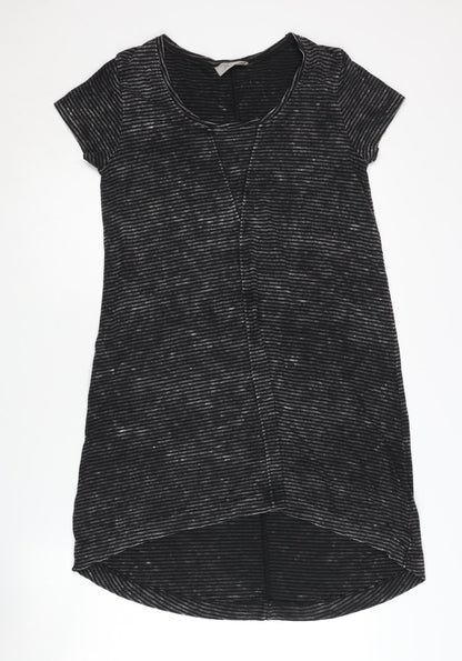 Label Lab Women's Black Striped Midi T-Shirt Dress - Size 12