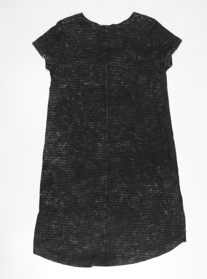 Label Lab Women's Black Striped Midi T-Shirt Dress - Size 12