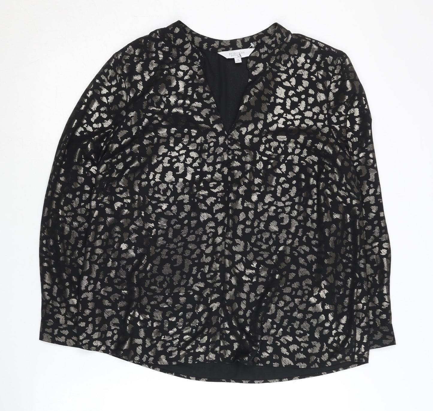 Womens UK Size 14 Principles Black Basic Blouse