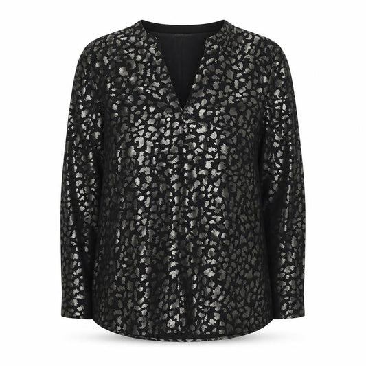 Front view of Principles Women’s Black Animal Print Top Petite