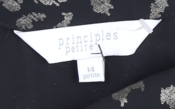 Womens UK Size 14 Principles Black Basic Blouse