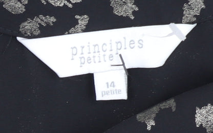 Womens UK Size 14 Principles Black Basic Blouse