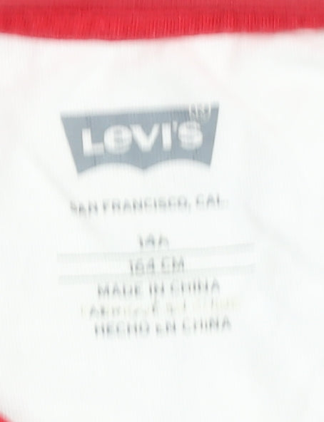 Levi's Boys Colourblock Long Sleeve T-Shirt - White/Red/Blue 164