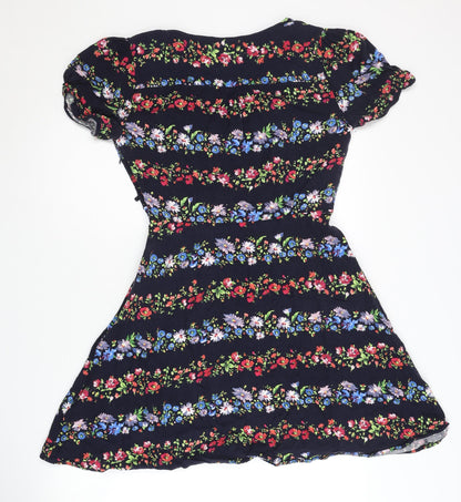 Oasis Women's Multicoloured A-Line Floral Dress Size 10