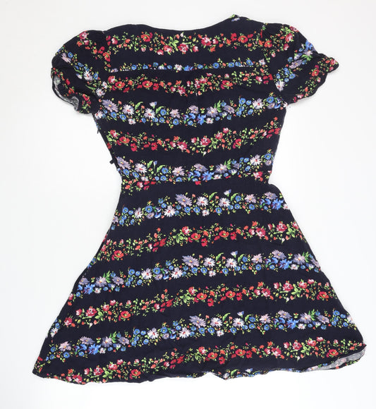 Oasis Women's Multicoloured A-Line Floral Dress Size 10