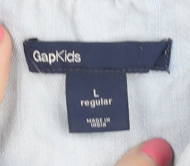 Gap Girls Blue Button-Up Sleeveless Shirt Size L