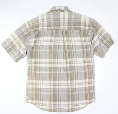 Banana Republic Men's Beige Plaid Button-Up Shirt S