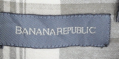 Banana Republic Men's Beige Plaid Button-Up Shirt S