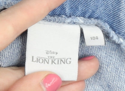 Disney Girls Blue Denim Dungaree with Lion King Print
