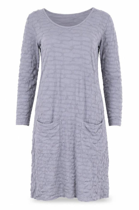 Adini Women's Grey Cotton Long Sleeve Dress XS