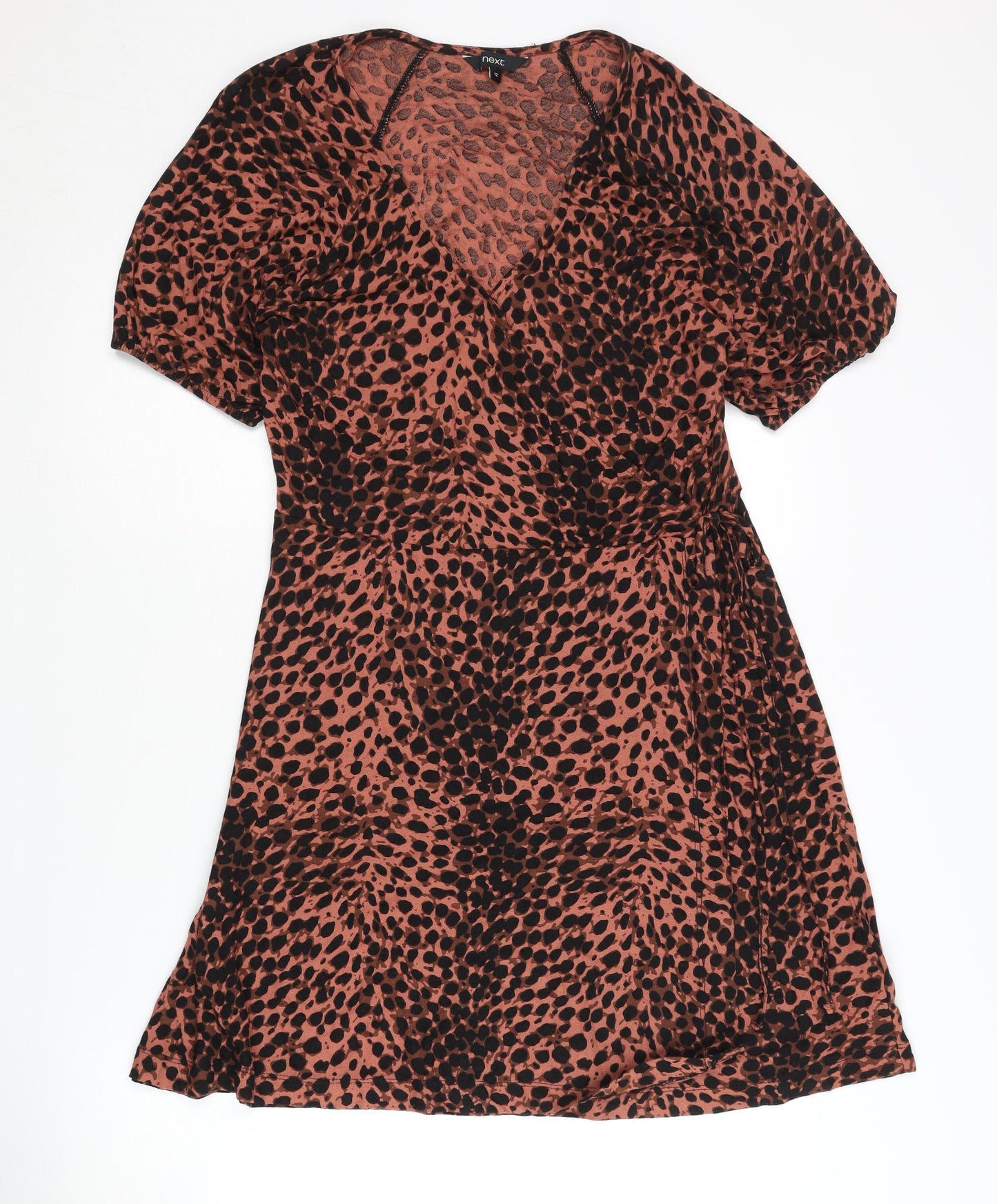Next Women's Brown Animal Print Short Sleeve Dress
