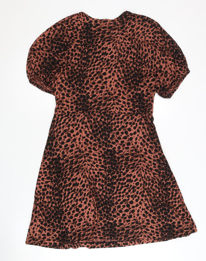 Next Women's Brown Animal Print Short Sleeve Dress