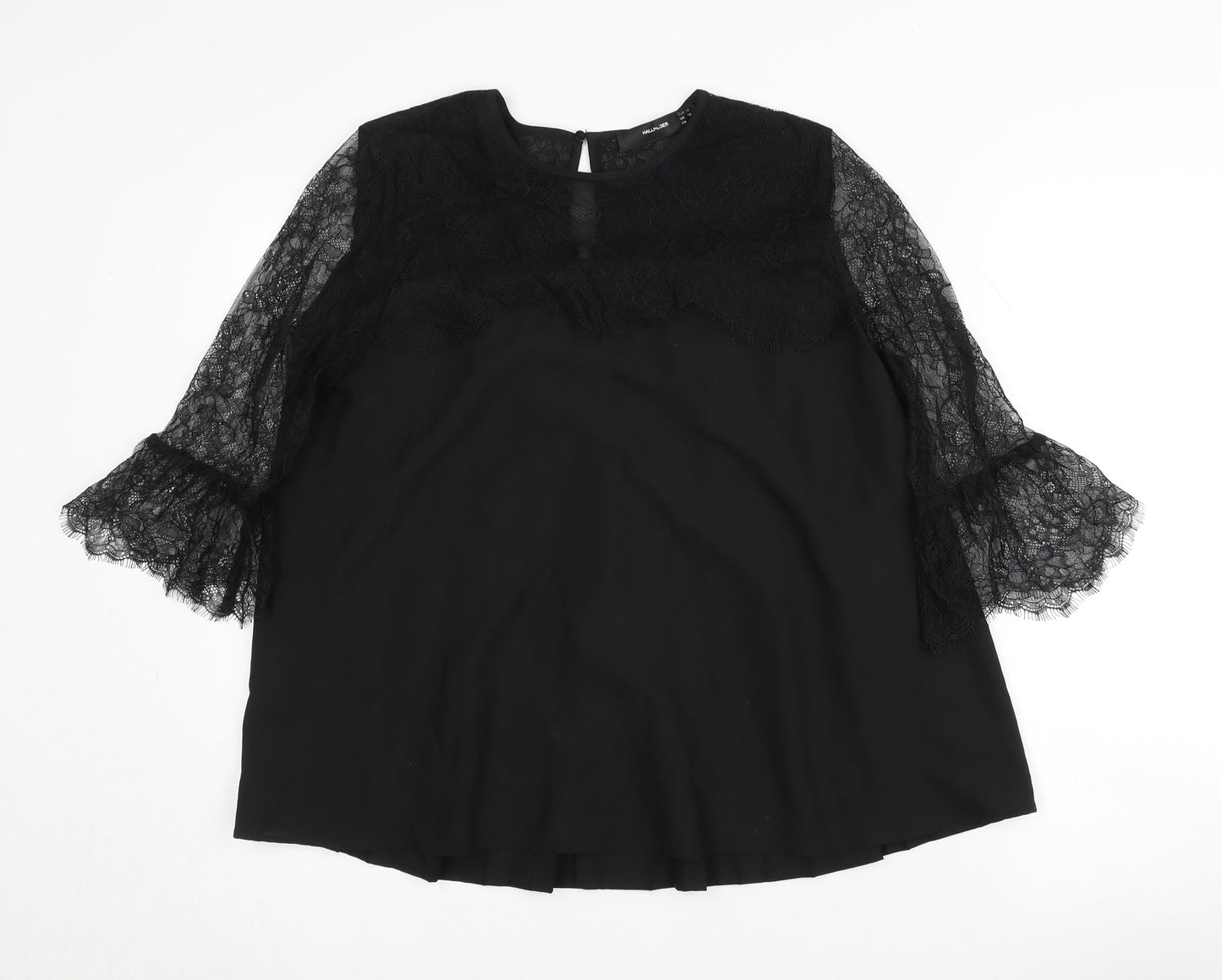 Womens UK Size 10 Hallhuber Black Tunic Blouse