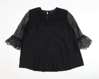Womens UK Size 10 Hallhuber Black Tunic Blouse