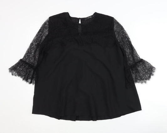 Womens UK Size 10 Hallhuber Black Tunic Blouse