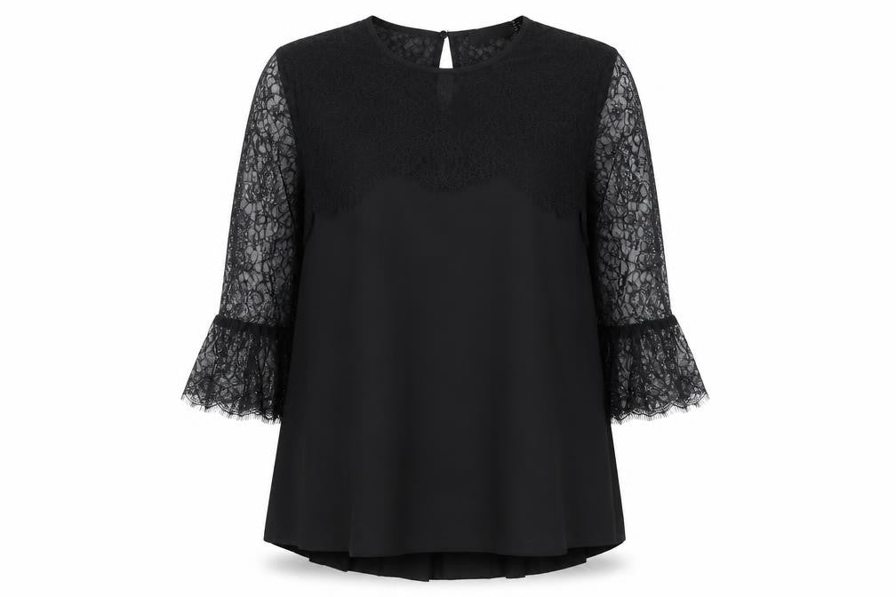 Womens UK Size 10 Hallhuber Black Tunic Blouse