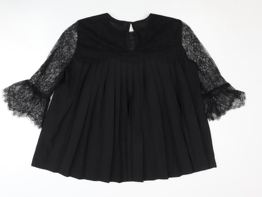Womens UK Size 10 Hallhuber Black Tunic Blouse