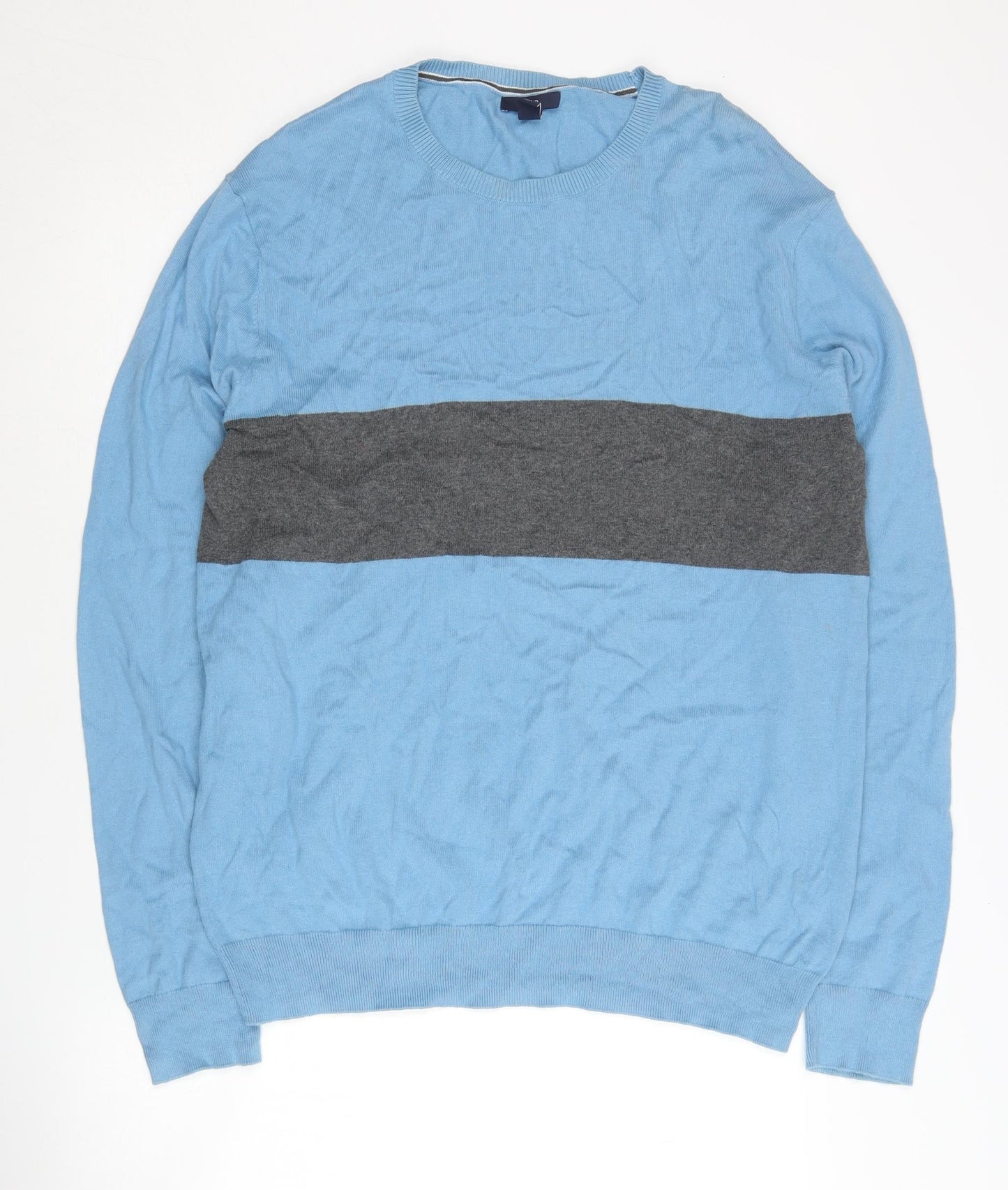 Gap Men's Blue Cotton Pullover Jumper Size L